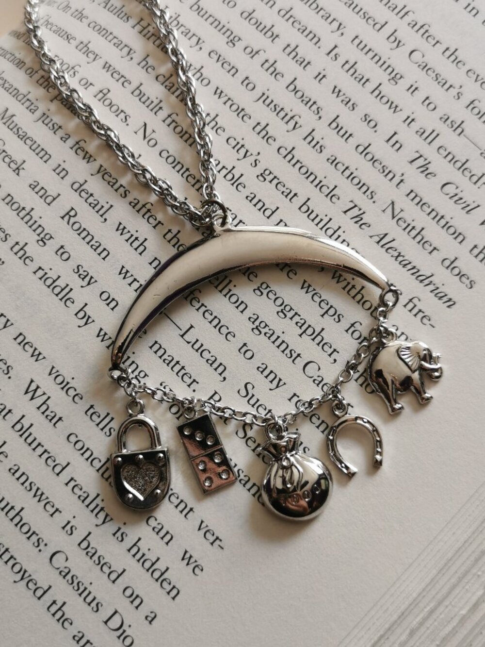 Good Luck Charms Necklace Silver Pendant D'Orlan 90s Lucky Dangles 24" Chain